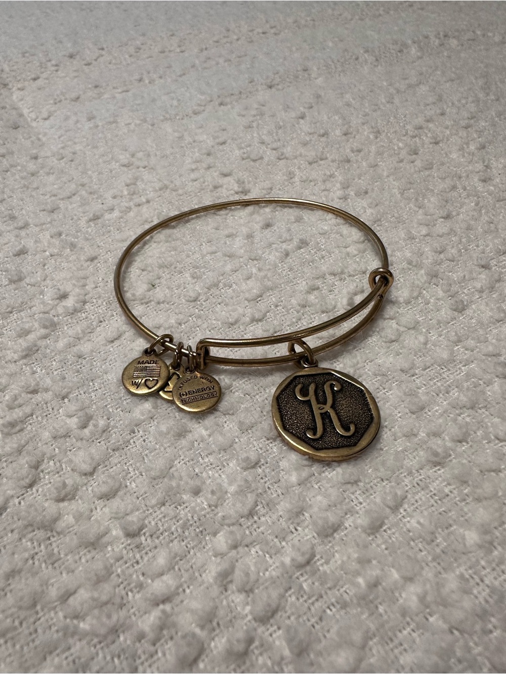 Alex and Ani Gold-Tone Initial K Charm Bangle Bracelet